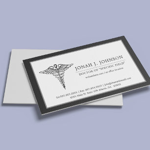Medical Professional Minimalist Black Border Business Card