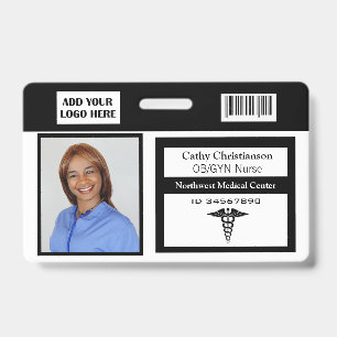 Medical Professional Name Photo Badge Scanner Code ID Badge