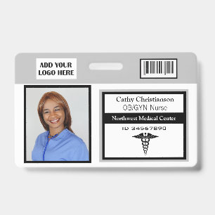 Medical Professional Name Photo Badge Scanner Code ID Badge