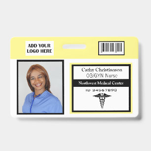 Medical Professional Name Photo Badge Scanner Code ID Badge