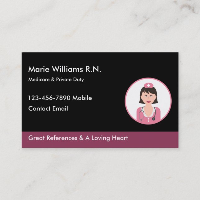 Medical Professional Registered Nurse  Business Card (Front)