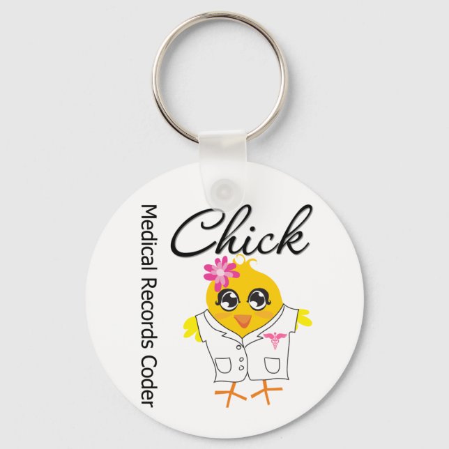 Medical Records Coder Chick Key Ring (Front)