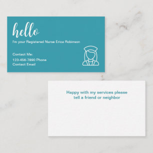 Medical Registered Nurse Contact Business Cards