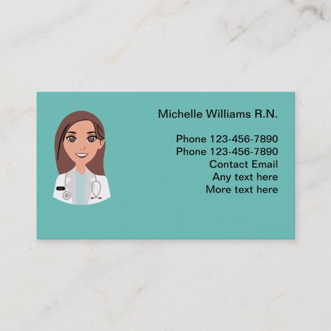 Medical Registered Nurse Healthcare Business Cards (Front)
