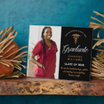 Medical School Graduate Inspirational Quote Photo Plaque<br><div class="desc">A custom medical school graduation plaque in chic black and gold for a nurse or doctor graduating college or university for the class of 2025. Customise with your student photo and school name for a great personalised graduate gift. Keep the inspirational quote about healing by Thomas Carlyle or change to...</div>