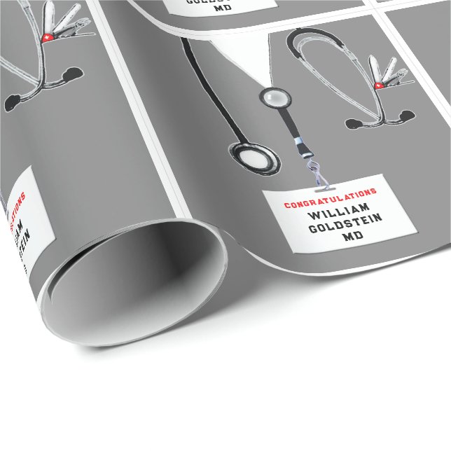 Medical School Graduation Gift Wrapping Paper (Roll Corner)