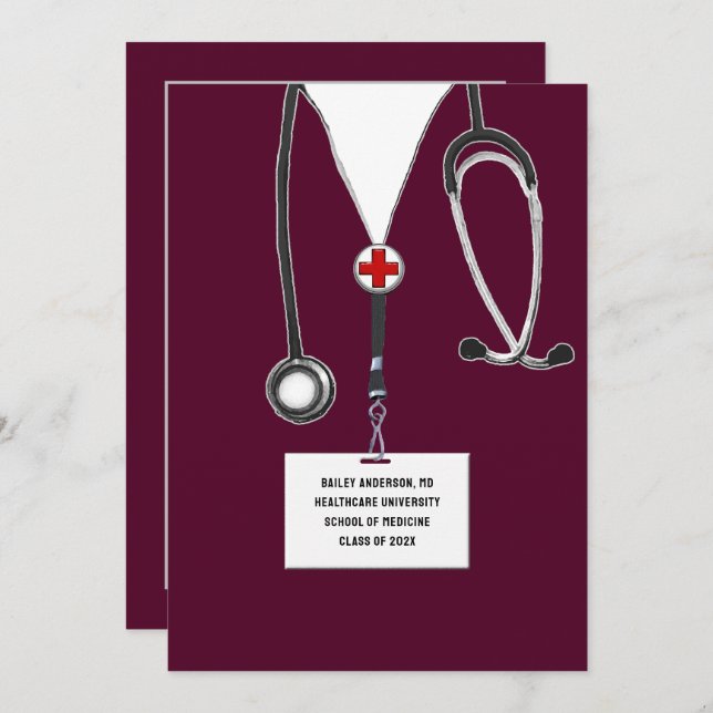 Medical School Graduation Party Invitation (Front/Back)