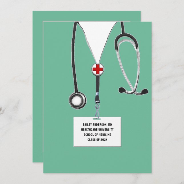 Medical School Graduation Party Invitation (Front/Back)