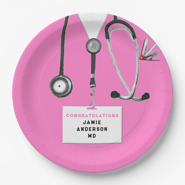 Medical School Graduation Party Paper Plate (Front)