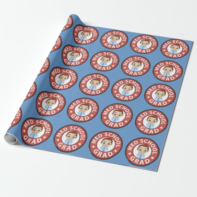 Medical School Graduation Wrapping Paper (Unrolled)