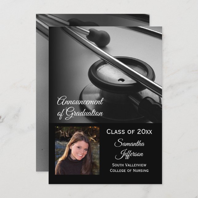 Medical School Nursing Photo Graduation Invite (Front/Back)