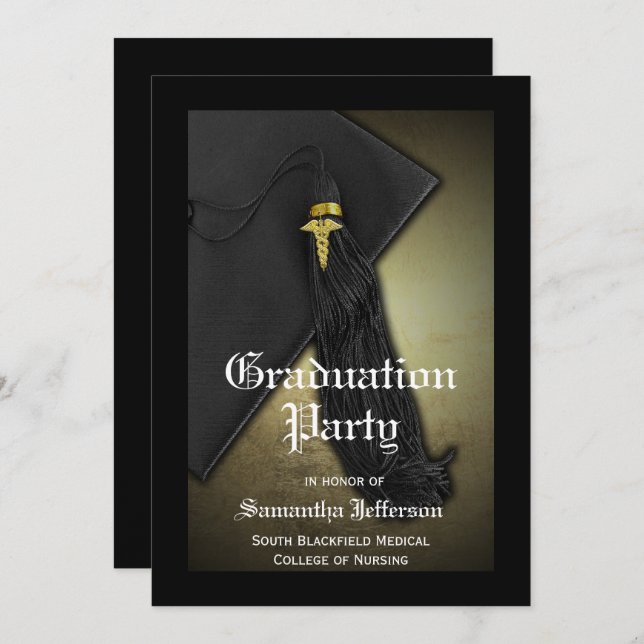 Medical School or Nursing Graduation Party Invitation (Front/Back)