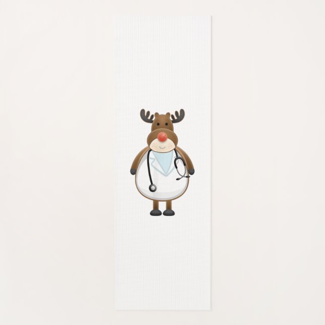 Medical Scrub Top Reindeer Nurse with Stethoscope  Yoga Mat (Front)
