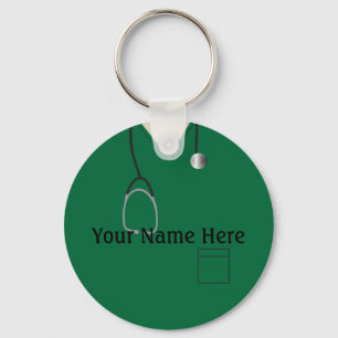 Medical Scrubs Nurse Doctor Dark Green Keychain