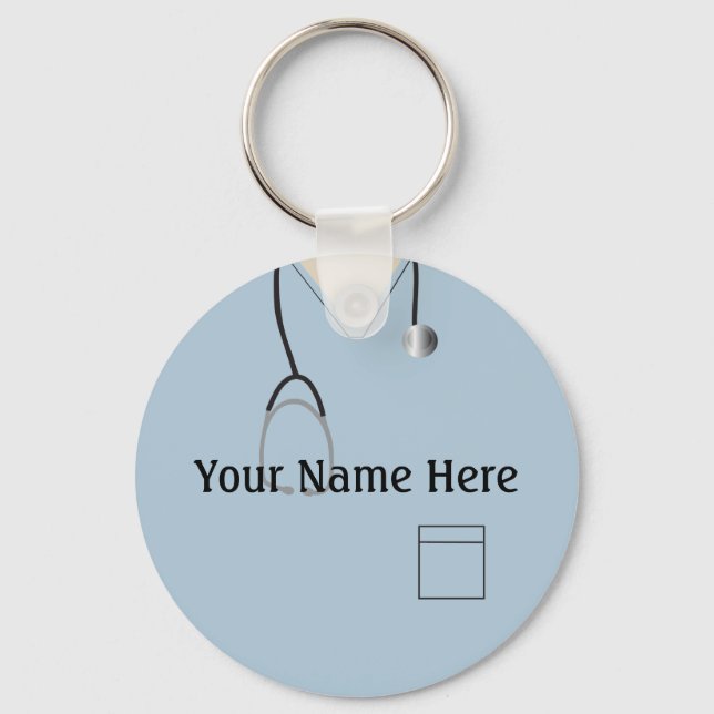 Medical Scrubs Nurse Doctor Light Blue Keychain (Front)