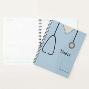 Medical Scrubs Nurse Doctor Light Blue Planner