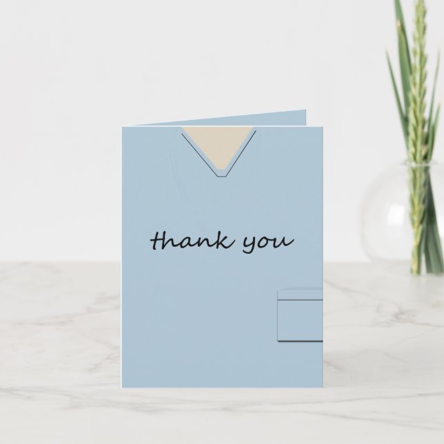 Medical Scrubs Nurse Doctor Light Blue Thank You Card (Front)