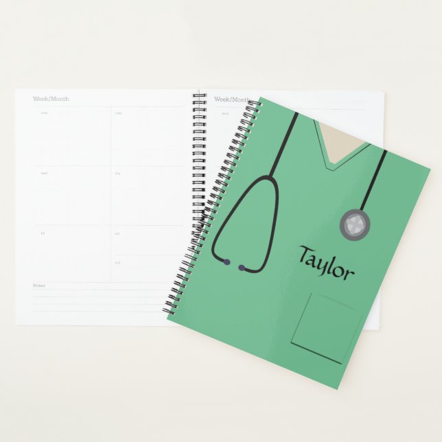 Medical Scrubs Nurse Doctor Light Green Planner (Display)