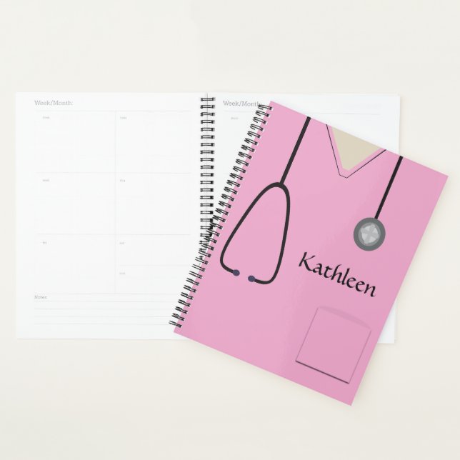 Medical Scrubs Nurse Doctor Pink Planner (Display)