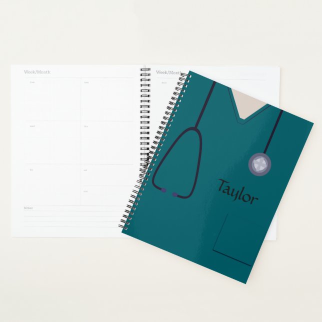 Medical Scrubs Nurse Doctor Teal Planner (Display)