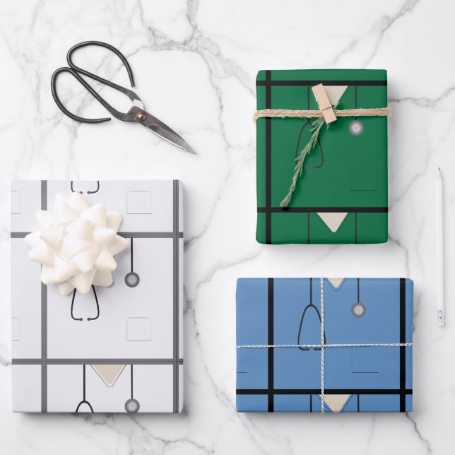 Medical Scrubs Wrapping Paper Sheets (Front)