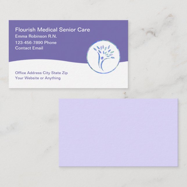 Medical Senior Care Theme Business Cards (Front/Back)