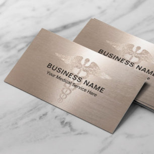 Medical Service Caduceus Symbol Elegant Gold Business Card