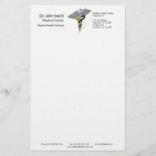 Medical Silver Caduceus Black Gold - Stationery
