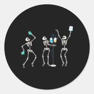 Medical Skeleton Dance Funny Healthcare Halloween Classic Round Sticker