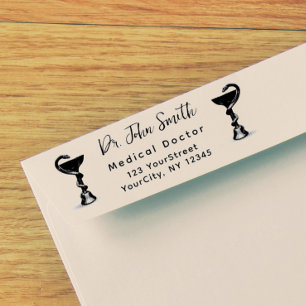 Medical Snake Bowl Hygieia Script Return Address Self-inking Stamp