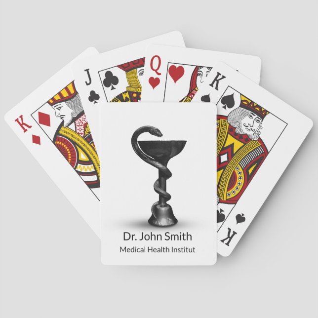 Medical Snake Bowl Hygieia White Black Caduceus Playing Cards (Back)