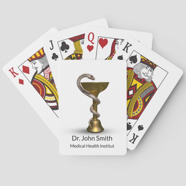 Medical Snake Bowl Hygieia White Bronze Caduceus Playing Cards (Back)