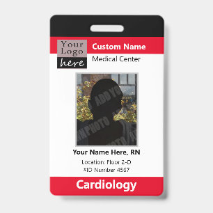 Medical Staff Custom Logo Employee Red ID Badge
