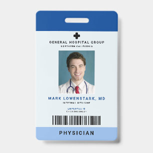 Medical Staff ID + Barcode Vertical Badge