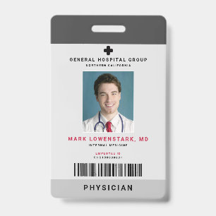 Medical Staff ID + Barcode Vertical Badge