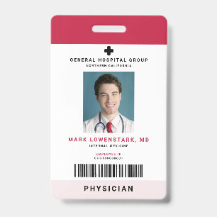 Medical Staff ID + Barcode Vertical Badge