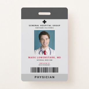 Medical Staff ID + Barcode Vertical ID Badge