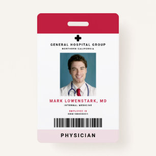 Medical Staff ID + Barcode Vertical ID Badge