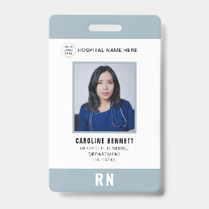 Medical Staff Nurse Photo ID   Hospital Logo Grey Badge