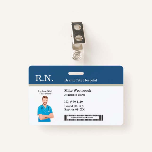 Medical Staff Photo ID Badge Templates (Front with Clip)