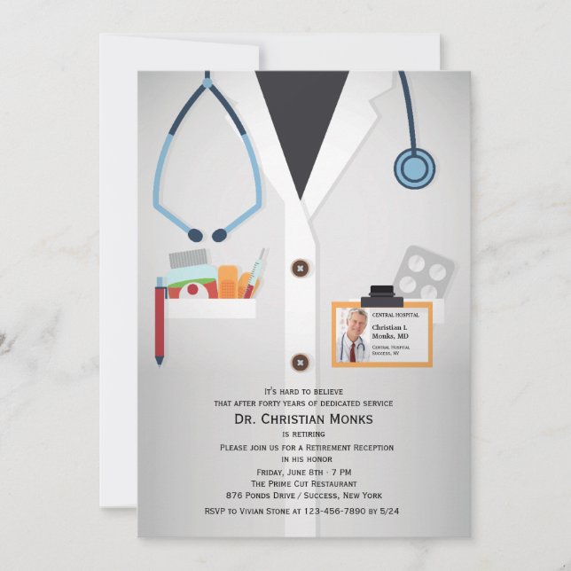 Medical Staff Photo Retirement Invitation (Front)