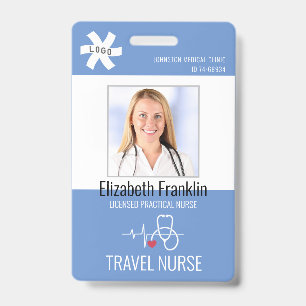 Medical Stethoscope Blue TRAVEL NURSE ID Badge