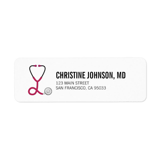 Medical Stethoscope | Doctor Nurse Return Address (Front)