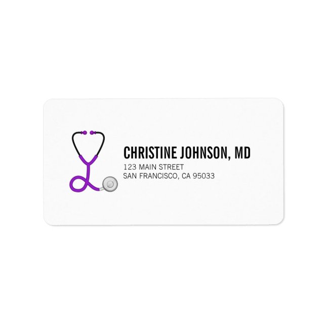 Medical Stethoscope | Doctor Nurse Return Address Label (Front)