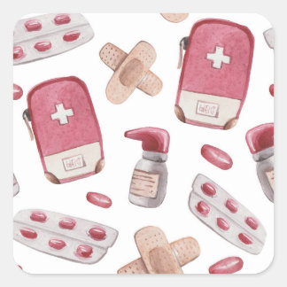 Medical supplies square sticker