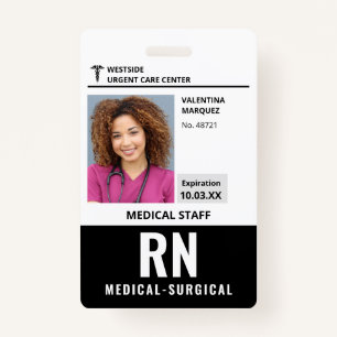 Medical Surgical Nurse RN ID Photo Logo Badge ID Badge