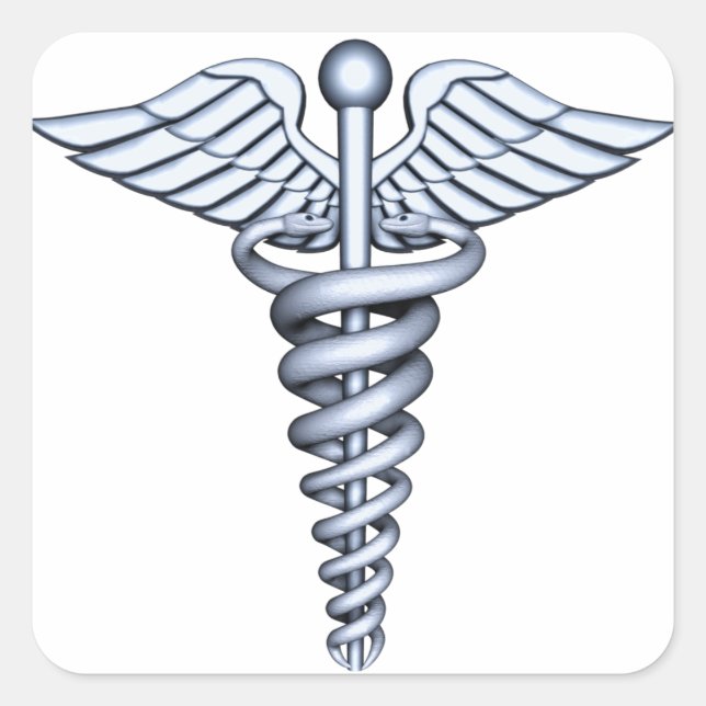 Medical Symbol Silver Square Sticker (Front)