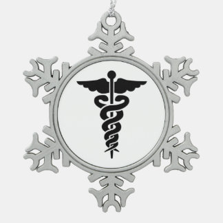 Medical Symbol Snowflake Pewter Christmas Ornament