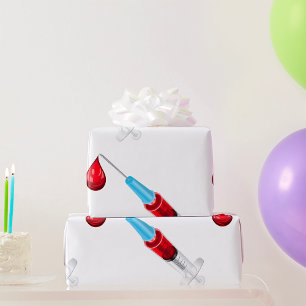 Medical Syringe with Blood Drop Wrapping Paper