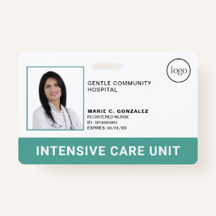 Medical Teal Green Hospital Logo Photo ID ID Badge